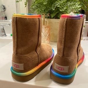 Girls UGG boots with rainbow trim